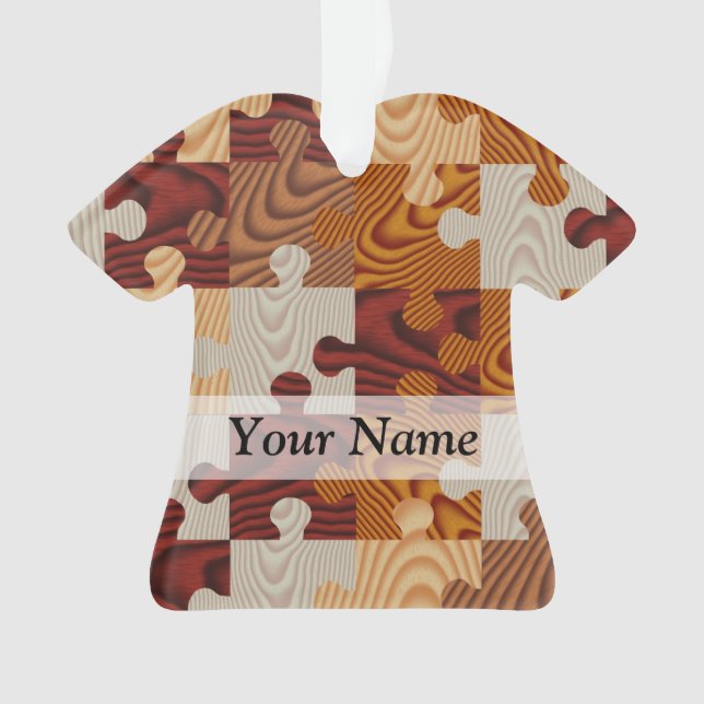 Ornamento Quebra-cabeça de serra de madeira (Frente)