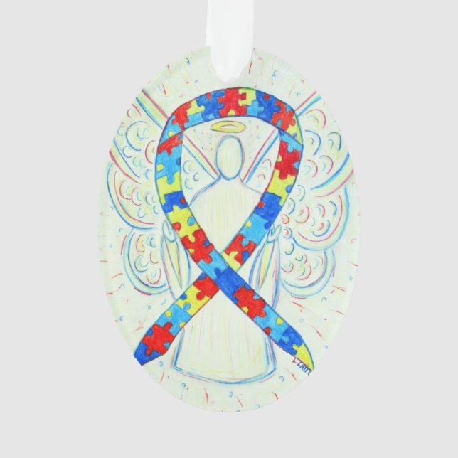 Ornamento Quebra-cabeça Sensibilização Friso Anjo (Verso)