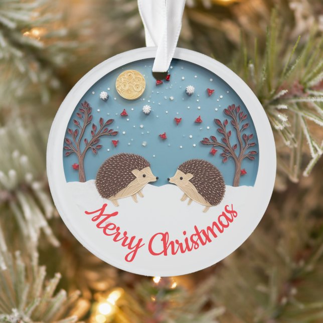 Ornamento Quilling effect 2 hedgehogs at Christmas (Árvore)