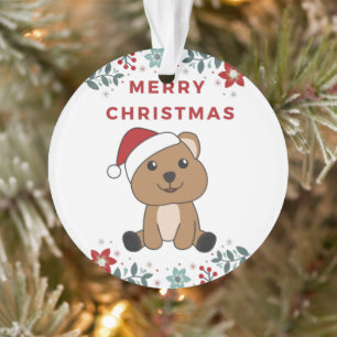 Ornamento Quokka Natal Snow Animais de inverno Quokkas Ornam