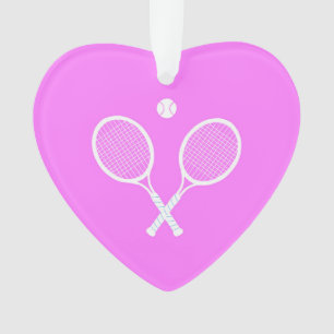 Ornamento Rackets de tênis e Coração Rosa de Bola