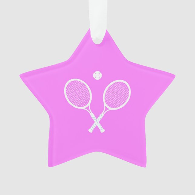 Ornamento Rackets de tênis e Estrela Rosa Bola (Frente)