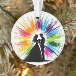 Ornamento Rainbow Bride e Groom Primeiro Natal