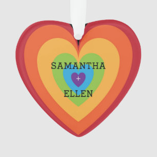 Ornamento Rainbow Heart Gay Wedding Keepsaet