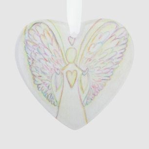 Ornamento Rainbow Hearts Angel Art Ornament Holiday