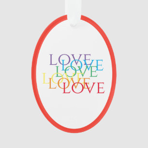 Ornamento RAINBOW LOVE Arylic Oval Ornament - Vermelho