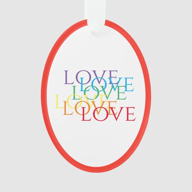 Ornamento RAINBOW LOVE Arylic Oval Ornament - Vermelho (Frente)