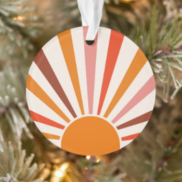 Ornamento Raios do Sol Retrospectivo Laranja Vermelho Amarel