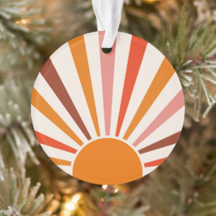 Ornamento Raios do Sol Retrospectivo Laranja Vermelho Amarel