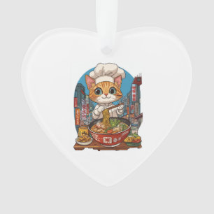 Ornamento Ramen Neko � Comida Anime Gato Chef Divertido