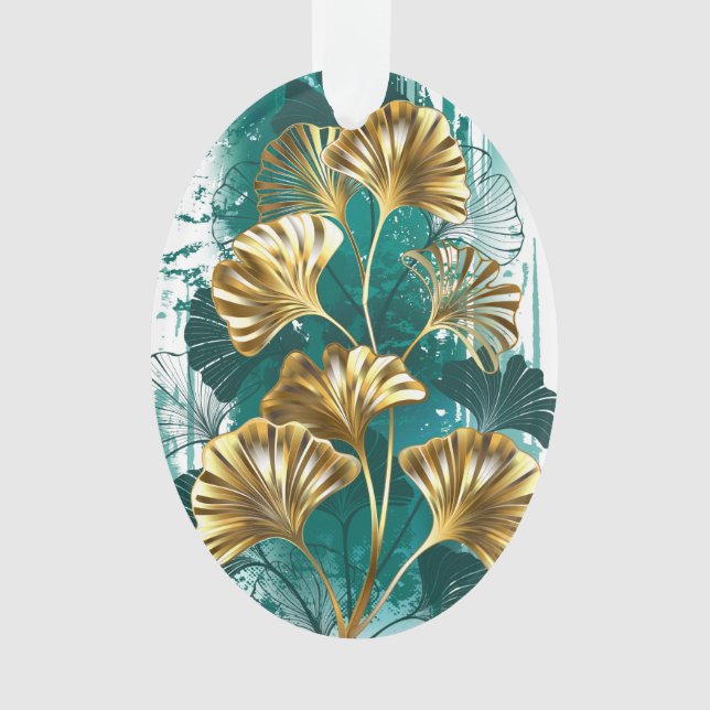 Ornamento Ramificação com Ouro deixa Ginko Biloba (Frente)