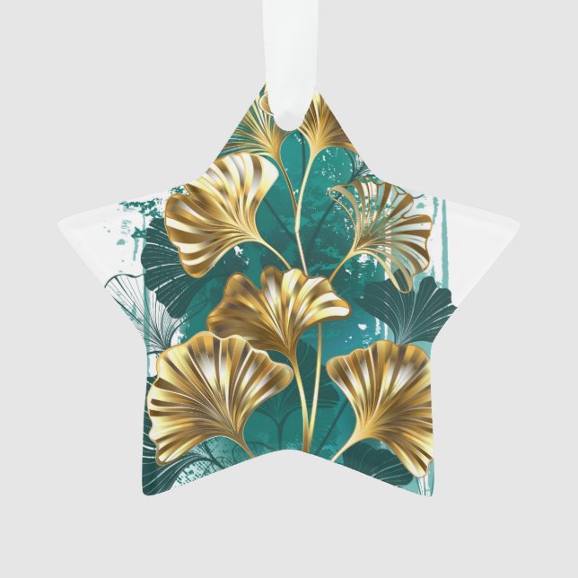 Ornamento Ramificação com Ouro deixa Ginko Biloba (Frente)