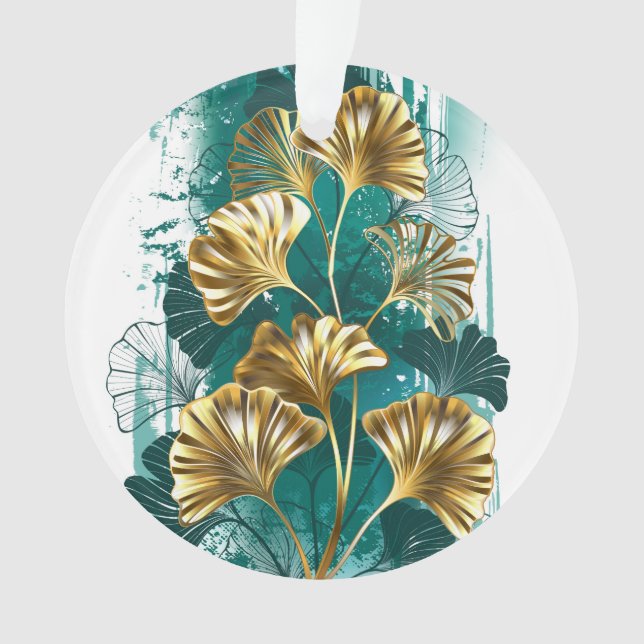 Ornamento Ramificação com Ouro deixa Ginko Biloba (Frente)