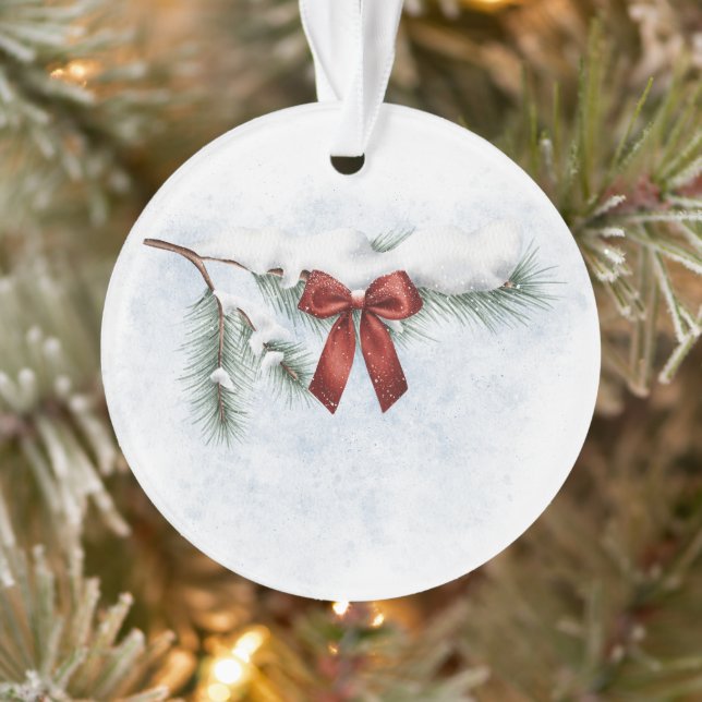 Ornamento ramificação de pinheiro coberto por neve com um ar (Árvore)