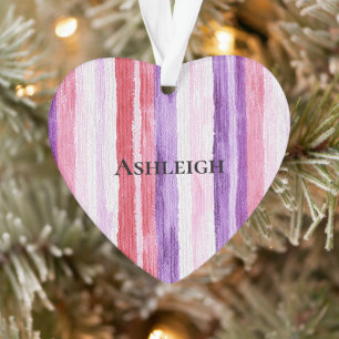 Ornamento Rapariga Roxo Vermelho Cor-de-rosa Strips Natal