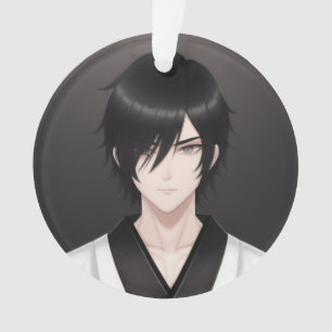 Ornamento Rapaz de Anime de Cabelo Escuro em Adorno de Traje