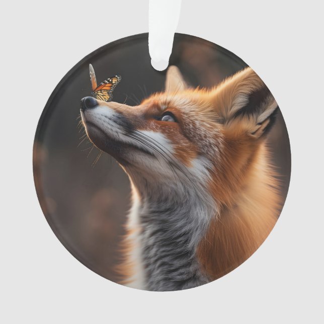 Ornamento Raposa-branca com uma borboleta sentada no nariz (Frente)