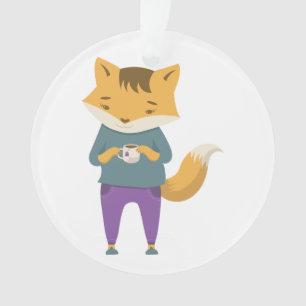 Ornamento Raposa-branca com xícara de chá