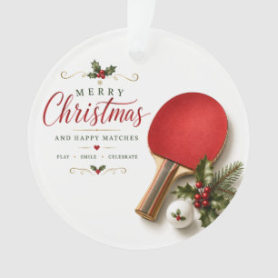 Ornamento Raquete de Ping Pong e bola com tema de Natal