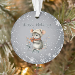 Ornamento Rato de Inverno Fofo com Frutas