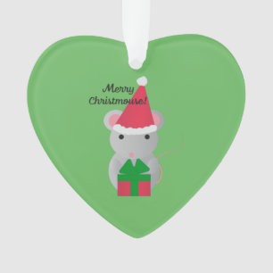 Ornamento Rato de Natal Gato e feliz