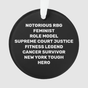 Ornamento RBG RIP Ruth Bader Ginsburg Tributo a preto