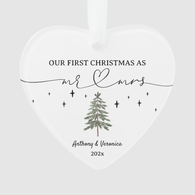 Ornamento Recém-chegamos ao nosso primeiro Natal como Sr. &  (Frente)