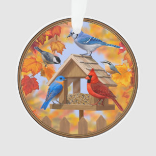 Ornamento Recolha do alimentador de aves de outono