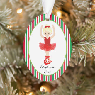 Ornamento Red Ballerina Stripes Personalizadas Natal