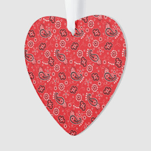 Ornamento Red Bandana Heart Modern Cowboy Adorável