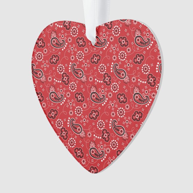 Ornamento Red Bandana Heart Modern Cowboy Adorável (Frente)
