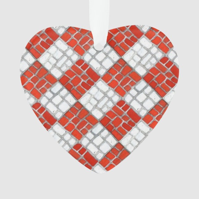 Ornamento RED CHECK MOSAIC Acrilato Ornament (Frente)