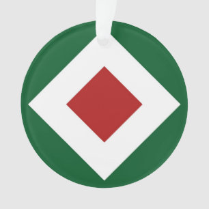 Ornamento Red Diamond, Bold White Border em Verde