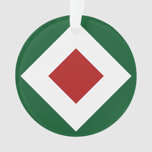 Ornamento Red Diamond, Bold White Border em Verde (Frente)