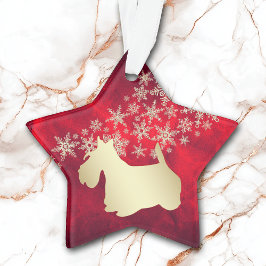 Ornamento Red Dourado Snowflake Scottie Dog