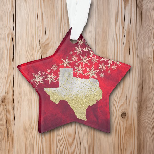 Ornamento Red Dourado Snowflake Texas Star (Criador carregado)