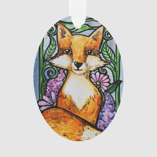 Ornamento Red Fox Floral Art (Frente)