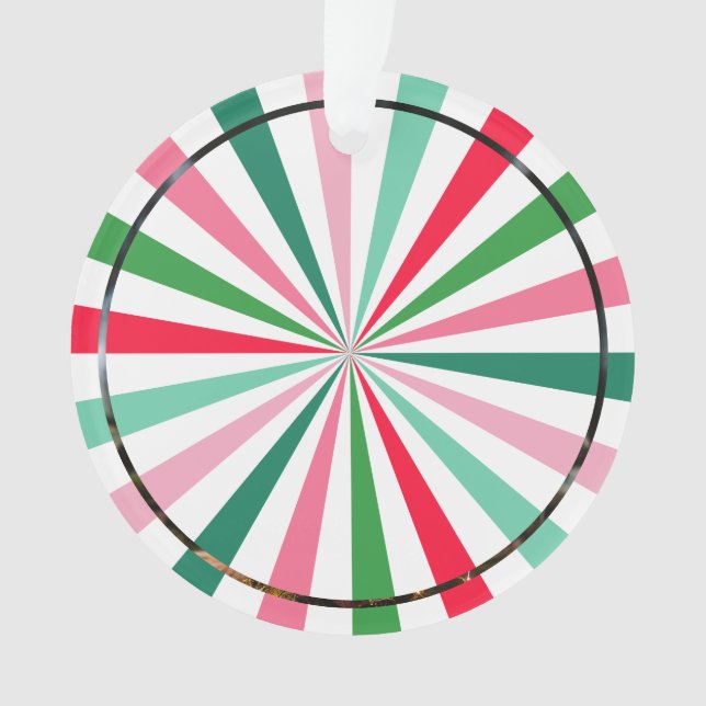 Ornamento Red Green Starburst Strips Cachorro Natal (Frente)