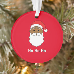 Ornamento Red Ho Ho Ho African American Santa Claus Family