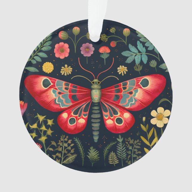 Ornamento Red Moth No Jardim Noturno (Frente)
