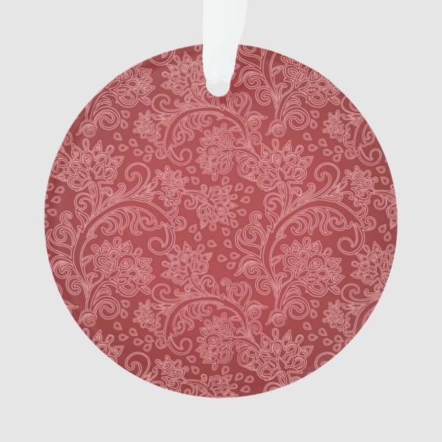 Ornamento Red Paisley Damask Designer Floral Classic (Frente)