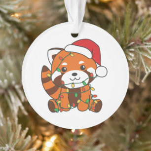 Ornamento Red Panda Christmas Animais de inverno Red Pandas