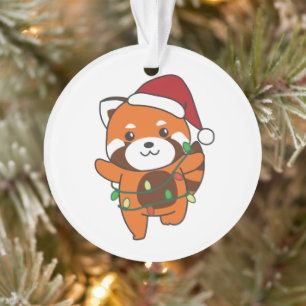 Ornamento Red Panda Christmas Animais de inverno Red Pandas