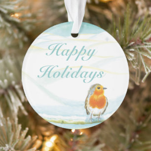 Ornamento Red Robin Winter Happy Holidays