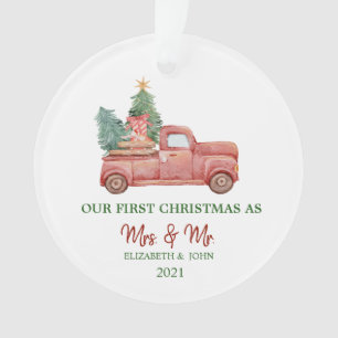 Ornamento Red Truck Presents Nossa Primeira Festa de Natal