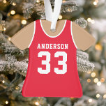 Ornamento Red Uniforme de Equipe de Esporte de Basquete Jers<br><div class="desc">Ornamento Uniforme da Equipe Esportiva de Basquete Jersey. Este ornamento de camisa de basquete é perfeito para qualquer um que pratica esportes escolares ou ama assistir esportes. Personalize este design personalizado com o seu próprio nome de equipe e número de camisa.</div>