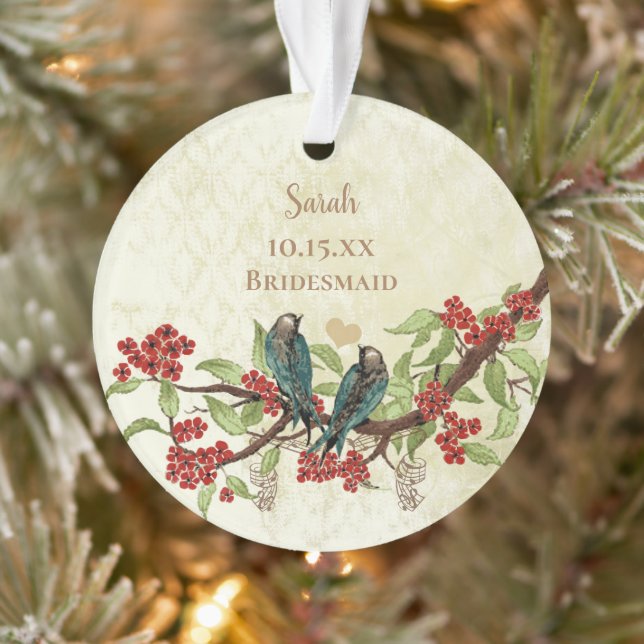 Ornamento Red Vintage Bird Bridesmaid Ornament (Árvore)
