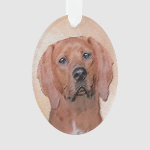 Ornamento Redbone Coonhound Painting - Arte De Cachorro Orig
