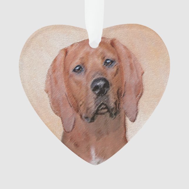 Ornamento Redbone Coonhound Painting - Arte De Cachorro Orig (Frente)