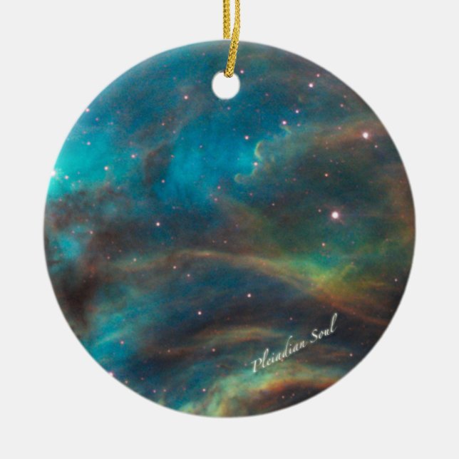 Ornamento Redondo de Nebulosa Teal #1 (Frente)